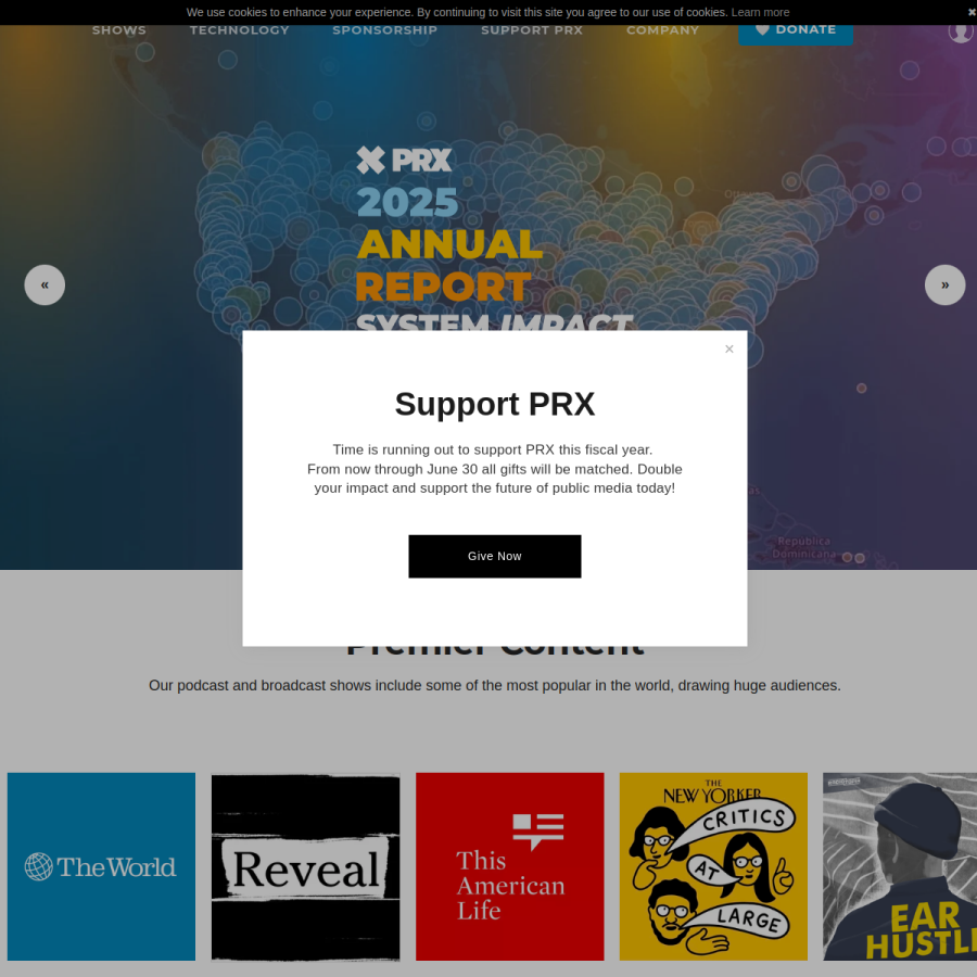 prx.org homepage screenshot