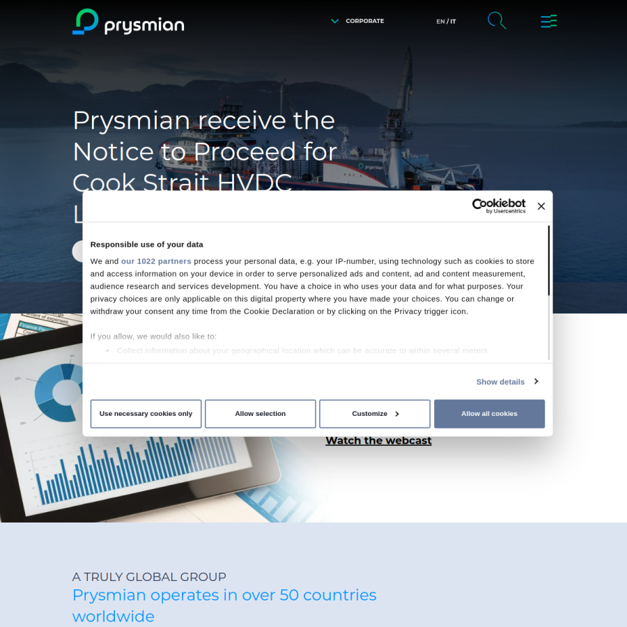 prysmian.com homepage screenshot
