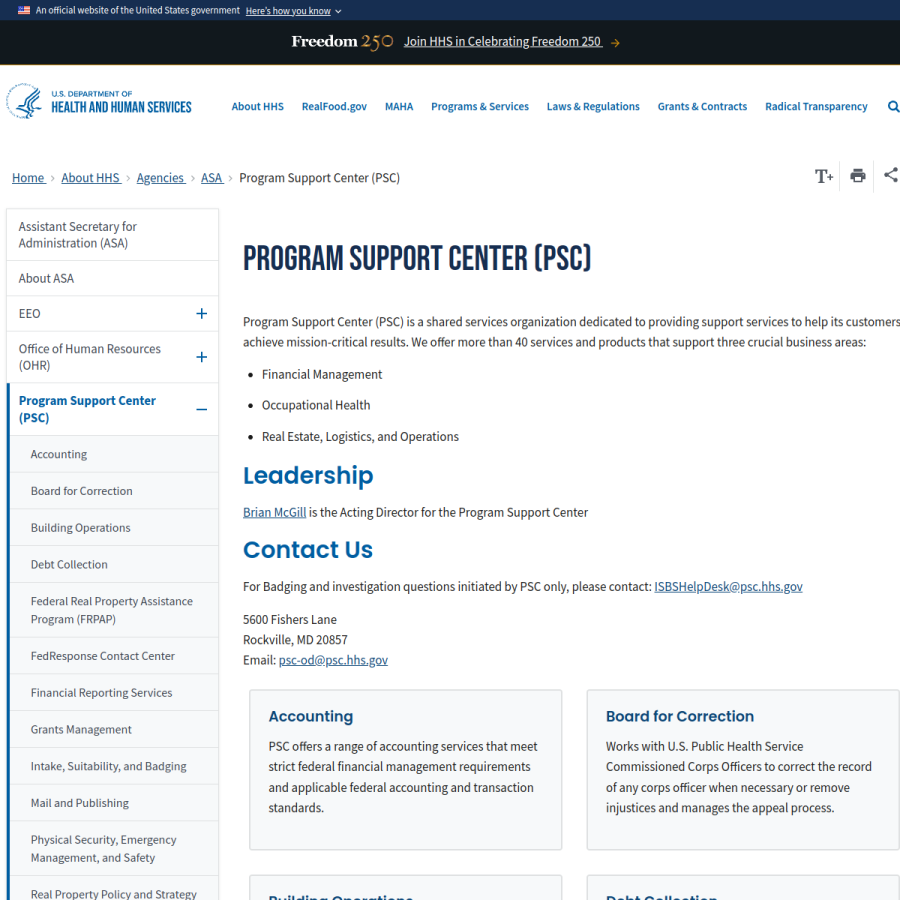 psc.gov homepage screenshot