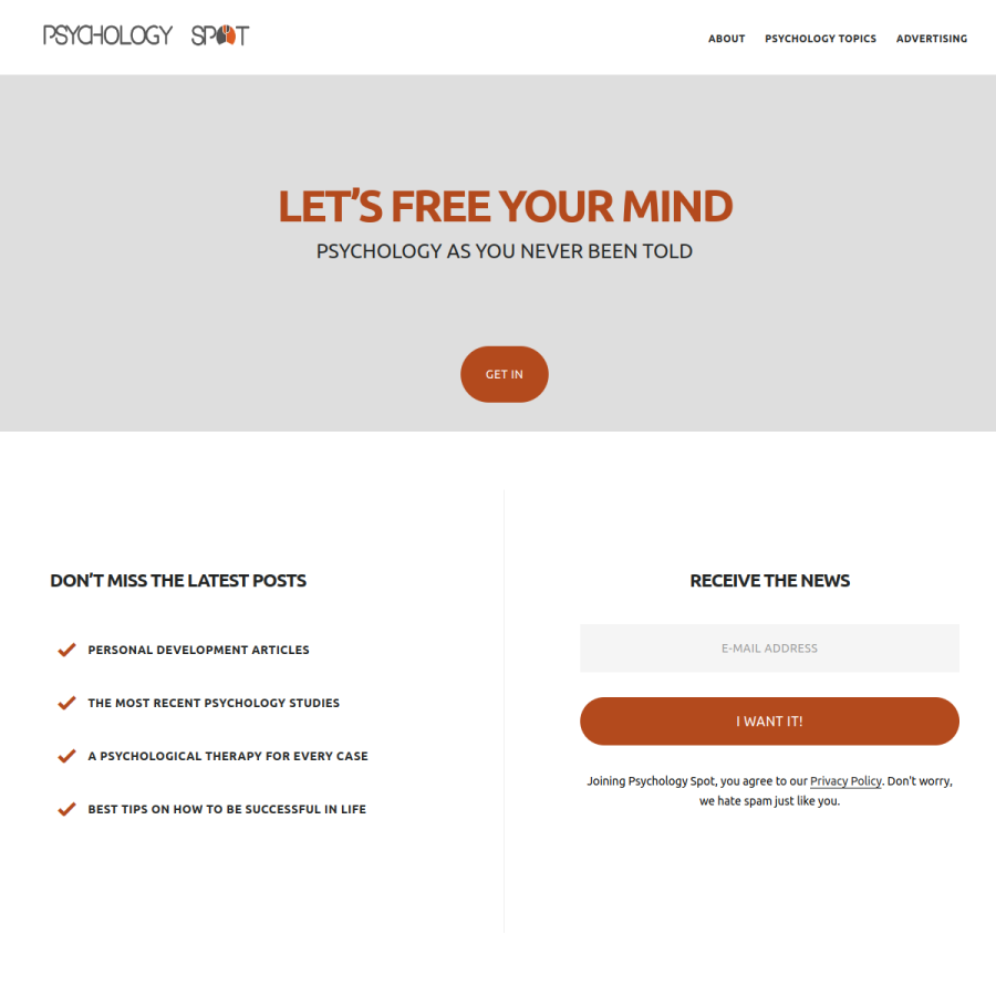 psychology-spot.com homepage screenshot