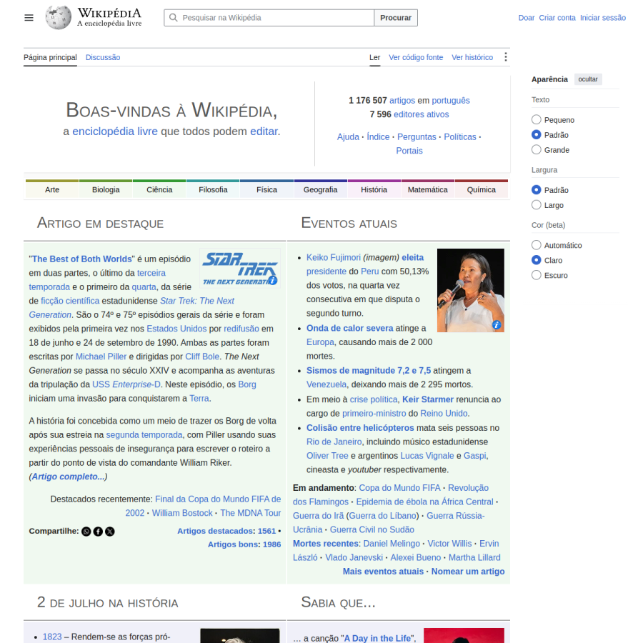 pt.wikipedia.org homepage screenshot