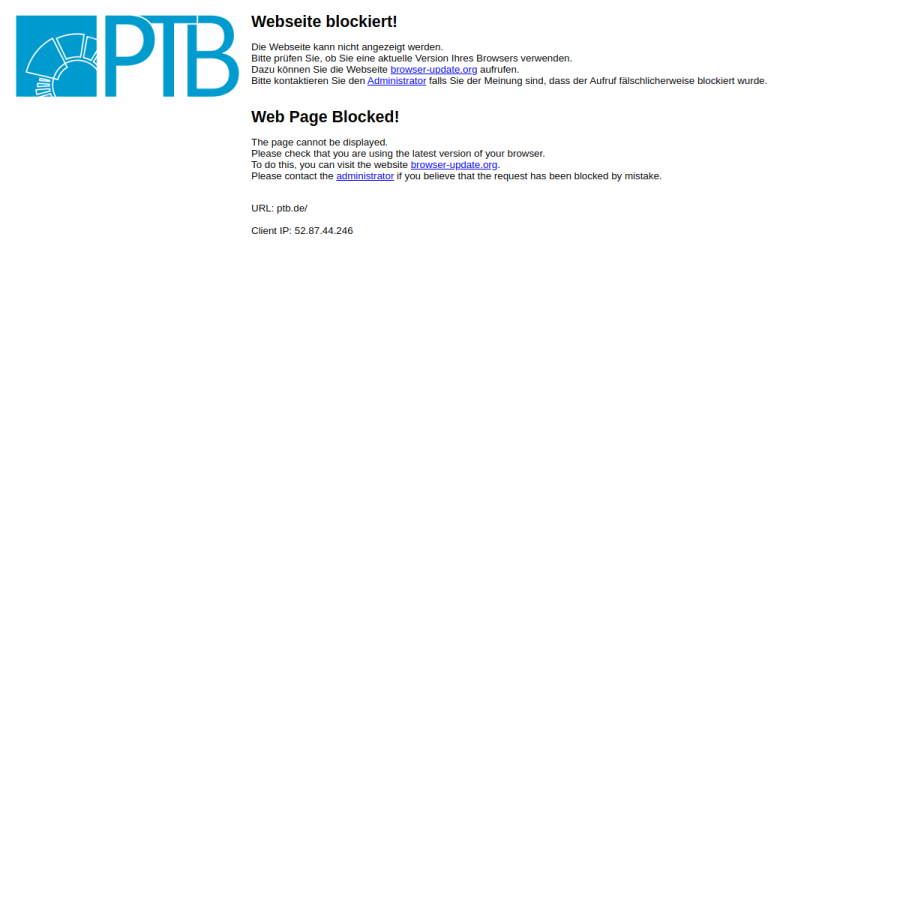 ptb.de homepage screenshot