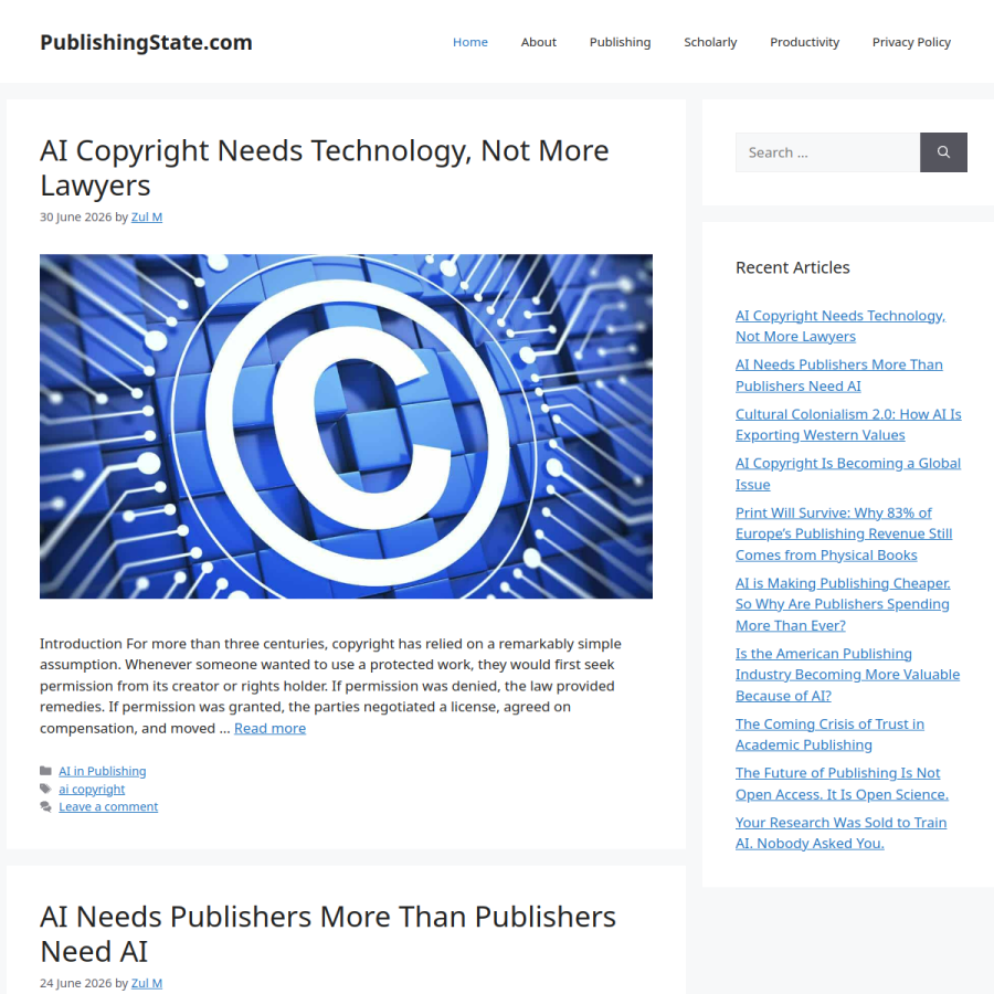 publishingstate.com homepage screenshot