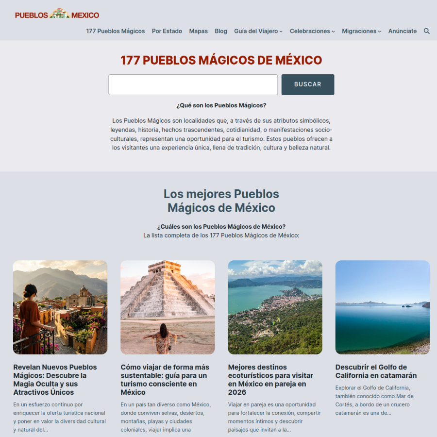 pueblosmexico.com.mx homepage screenshot