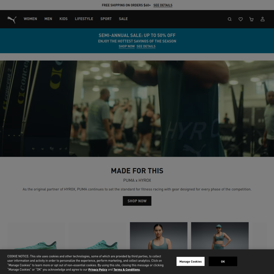 puma.com homepage screenshot