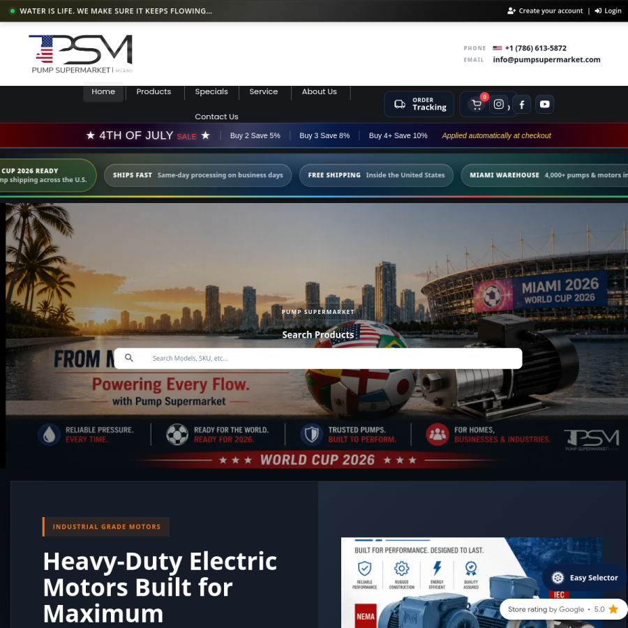 pumpsupermarket.com homepage screenshot