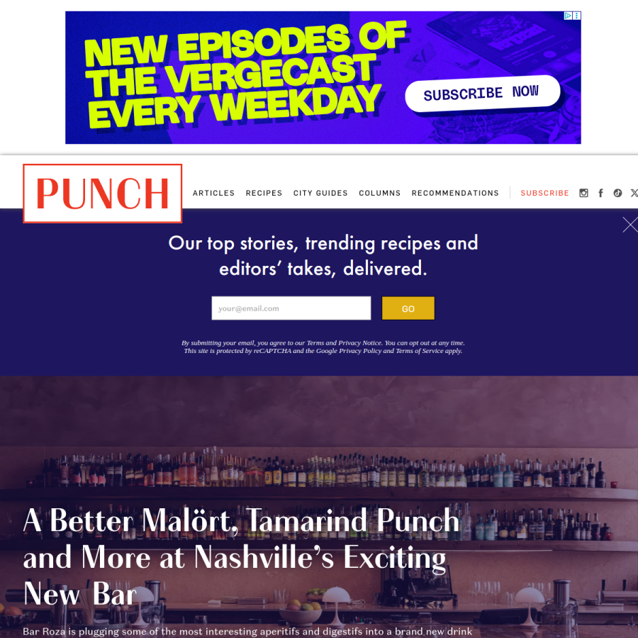 punchdrink.com homepage screenshot