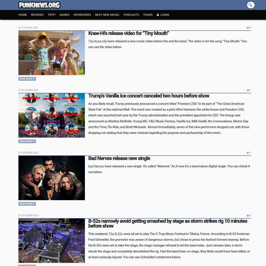 punknews.org homepage screenshot