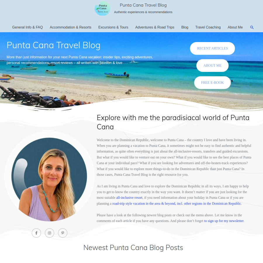 puntacanatravelblog.com homepage screenshot