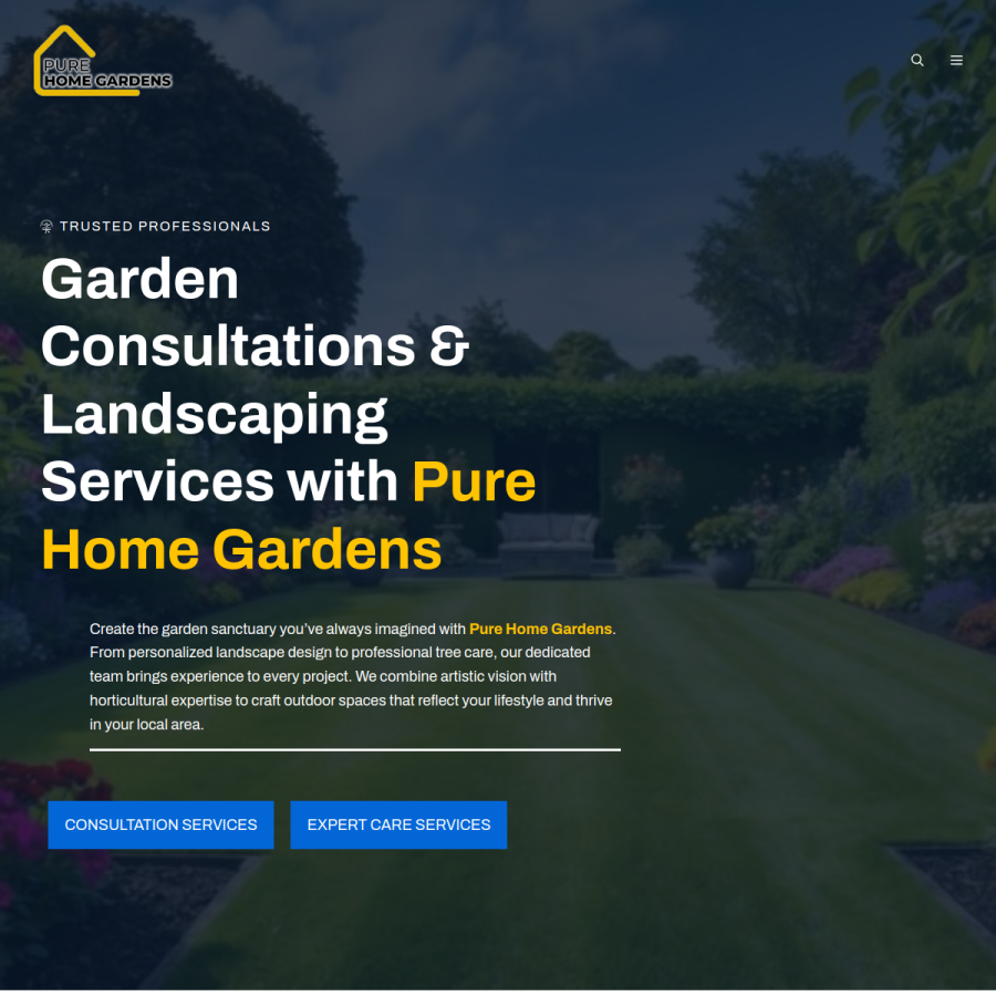 purehomegardens.com homepage screenshot