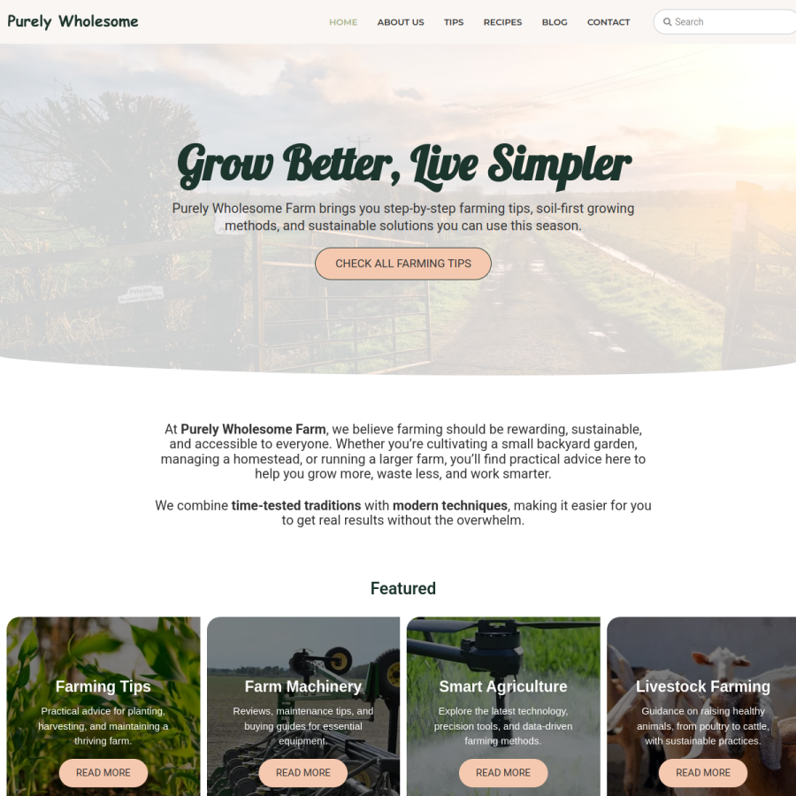 purelywholesome.com homepage screenshot