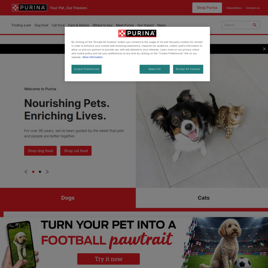 purina.co.uk homepage screenshot
