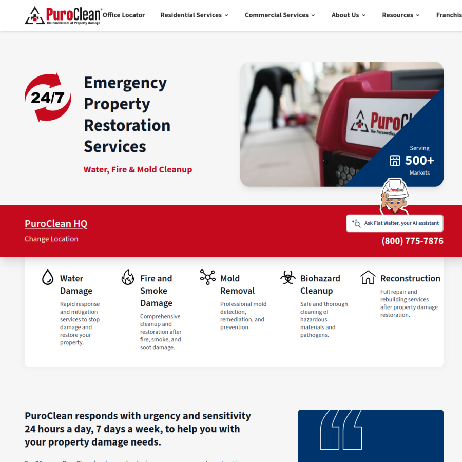 puroclean.com homepage screenshot
