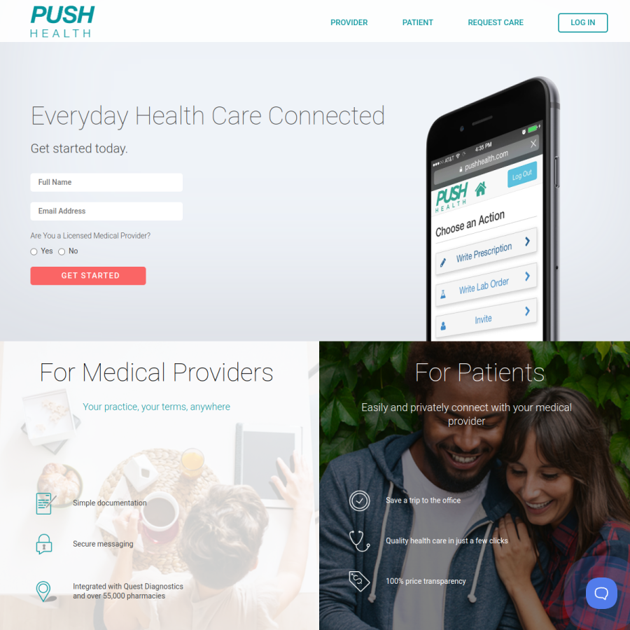 pushhealth.com homepage screenshot