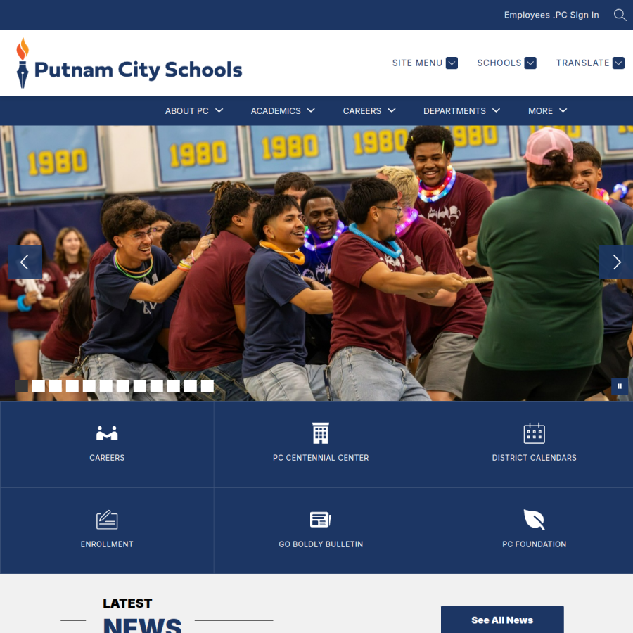 putnamcityschools.org homepage screenshot