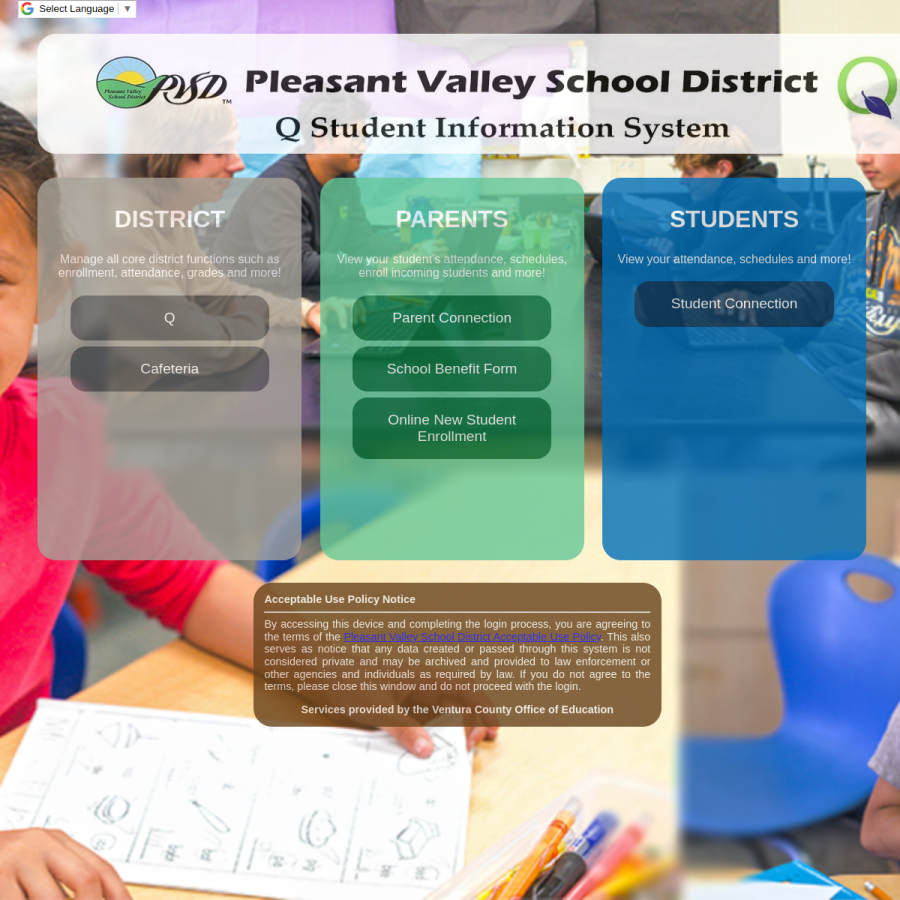 pvsd.vcoe.org homepage screenshot