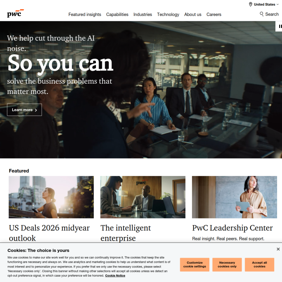 pwc.com homepage screenshot