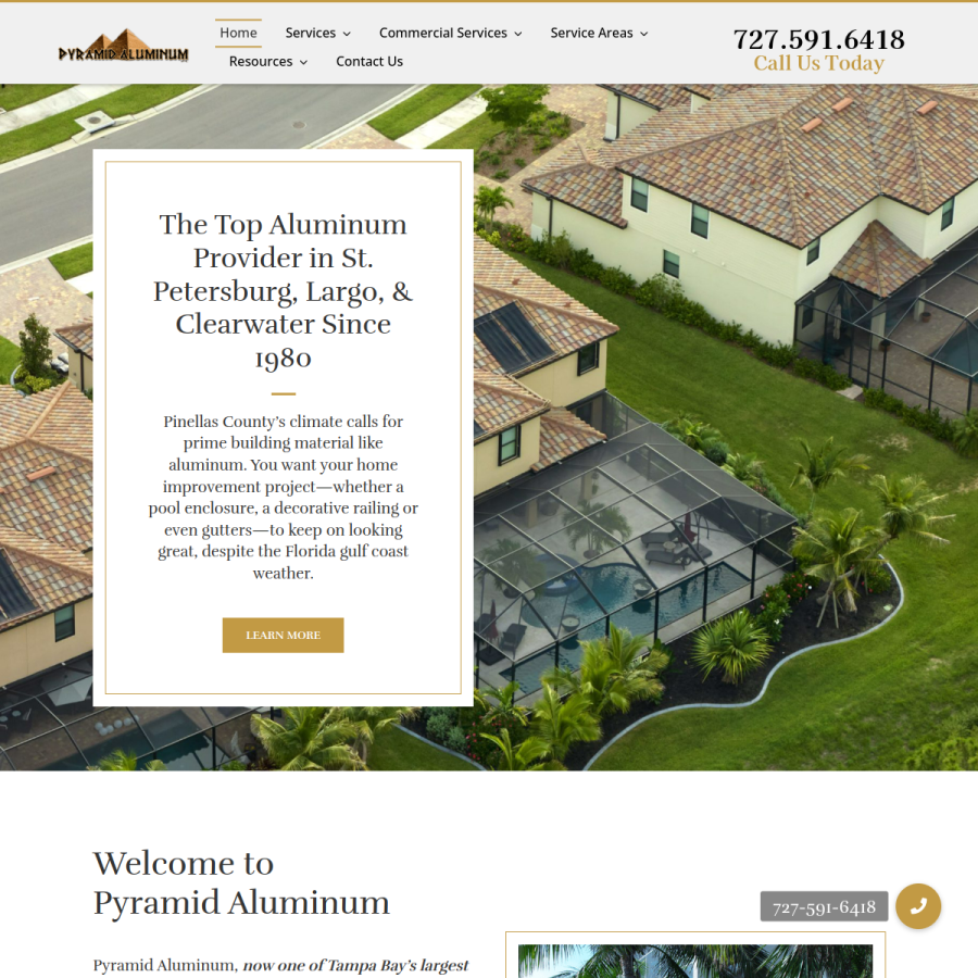 pyramidaluminum.com homepage screenshot