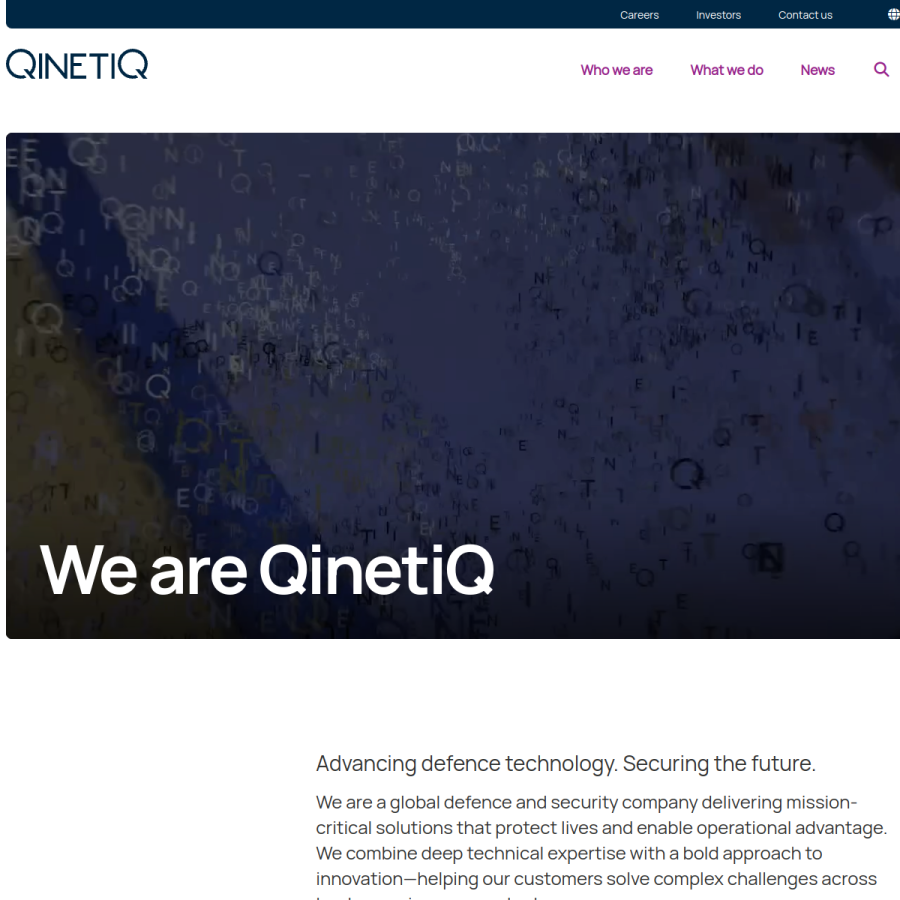 qinetiq.com homepage screenshot