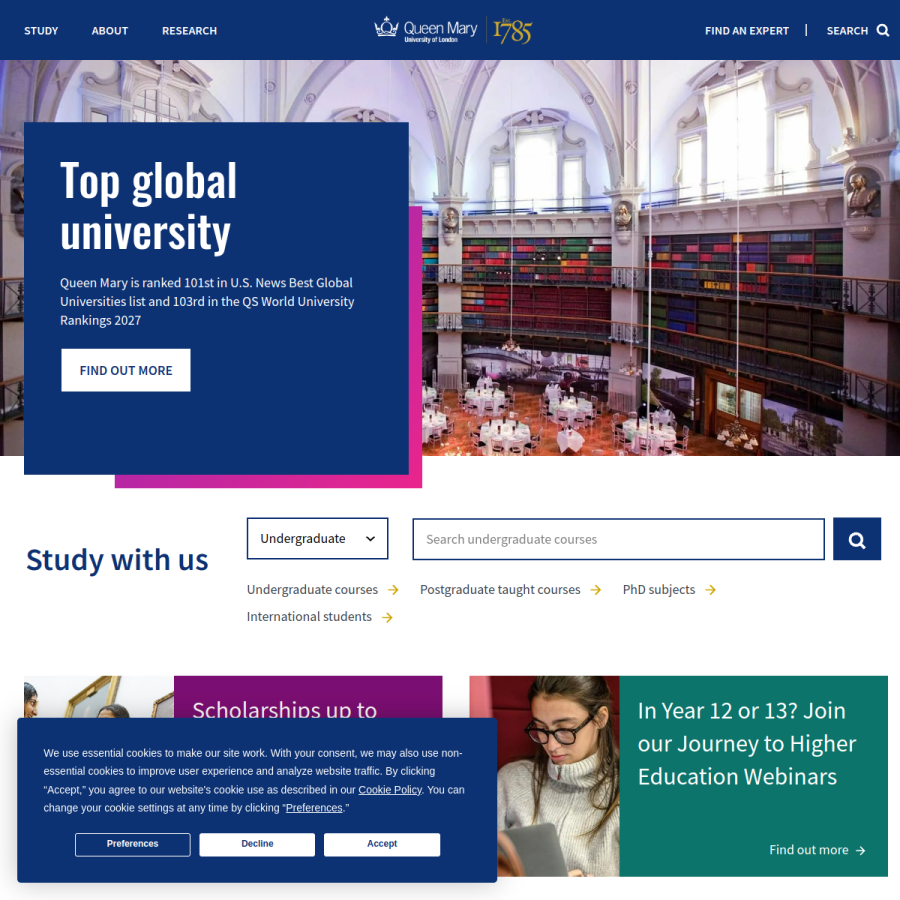qmul.ac.uk homepage screenshot