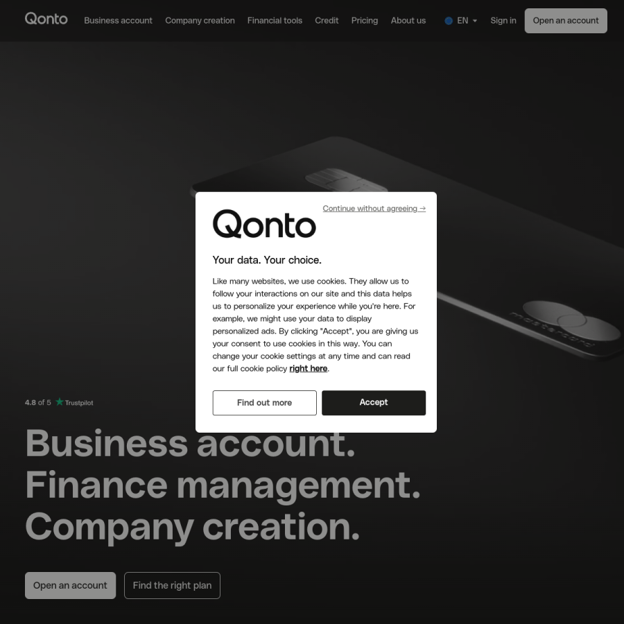 qonto.com homepage screenshot