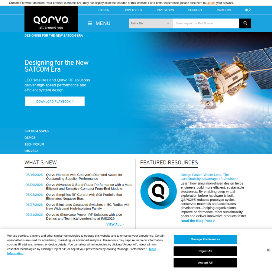 qorvo.com homepage screenshot