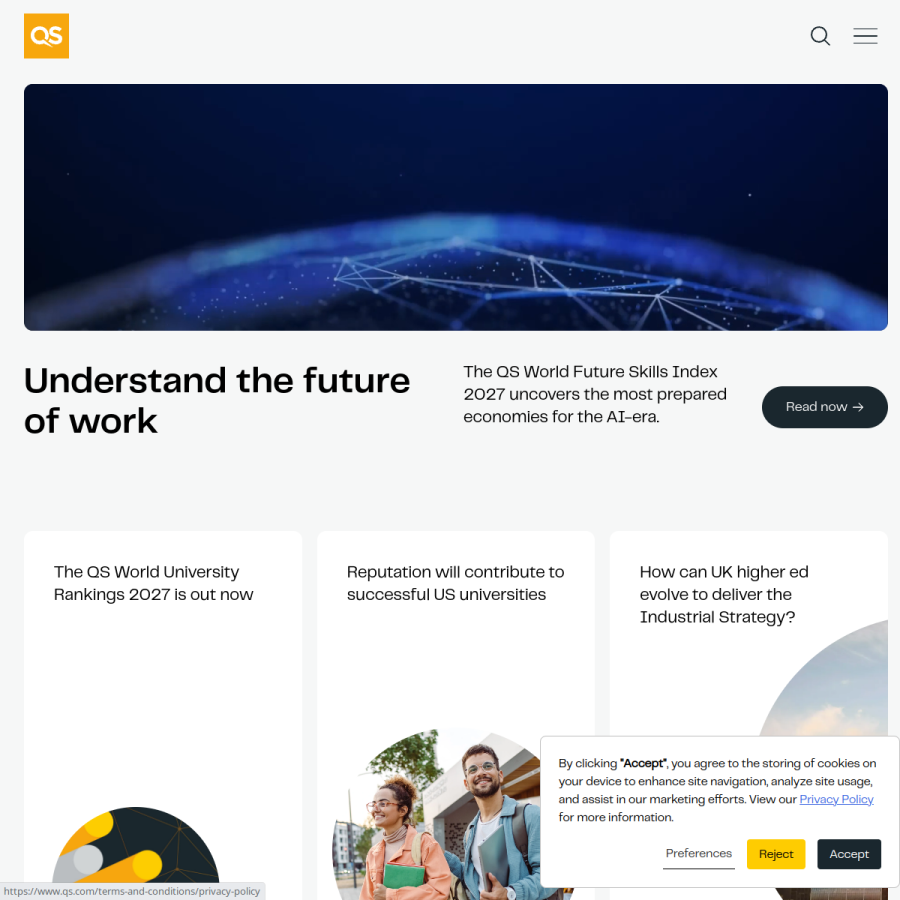 qs.com homepage screenshot