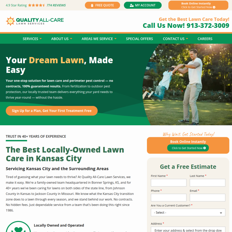 qualityallcarelawnservices.com homepage screenshot
