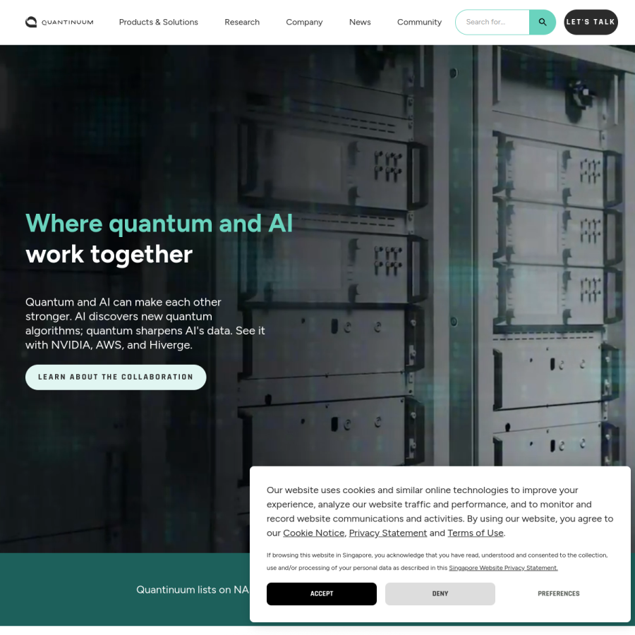 quantinuum.com homepage screenshot