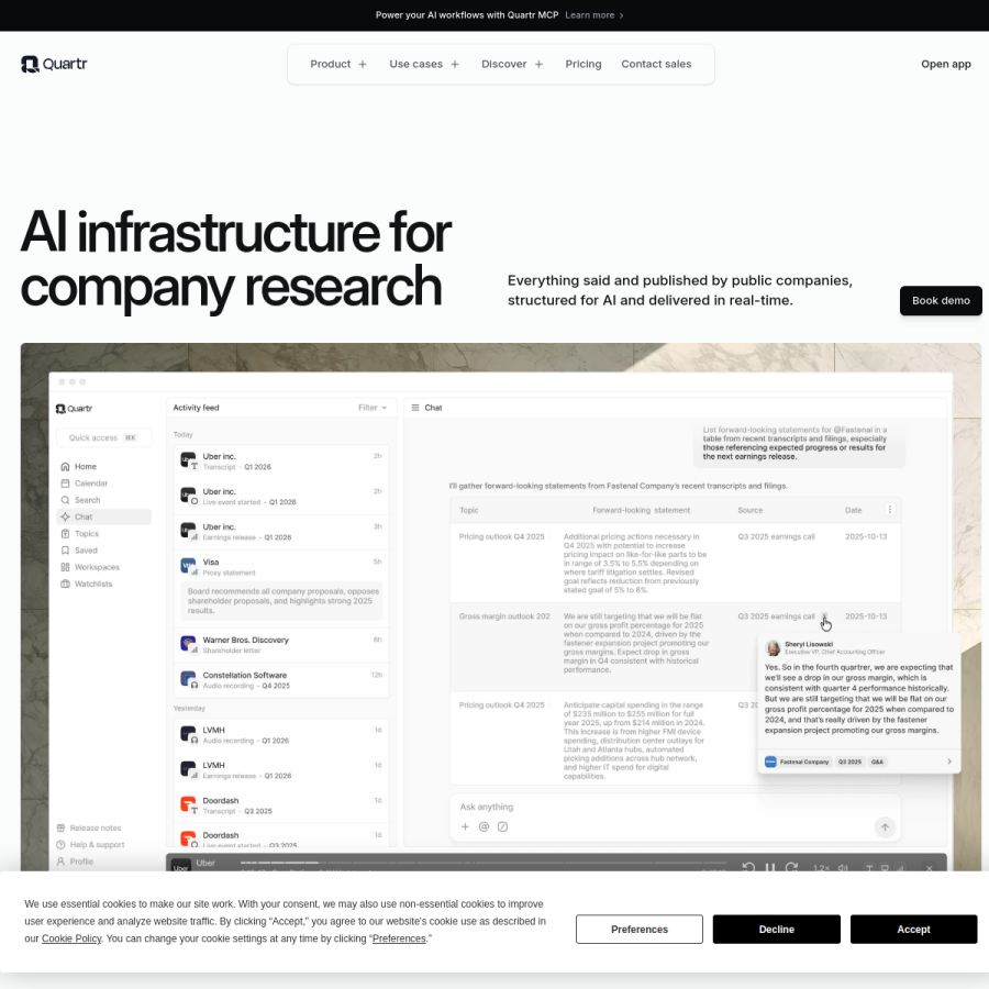 quartr.com homepage screenshot