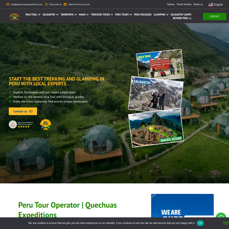 quechuasexpeditions.com homepage screenshot