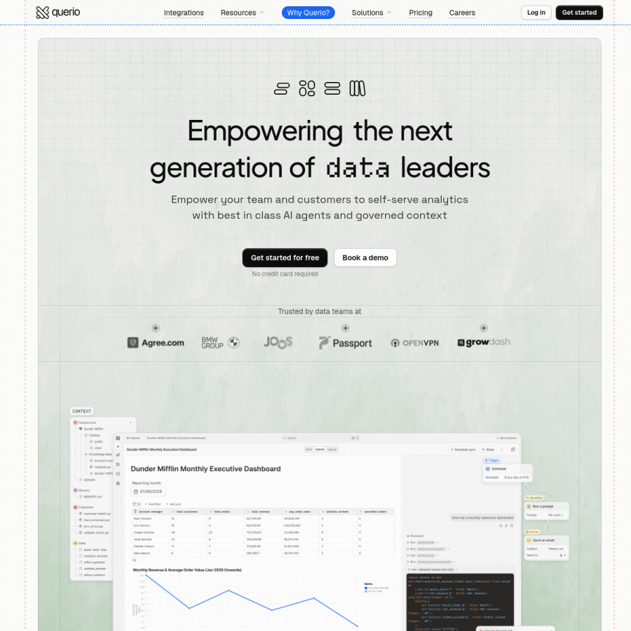 querio.ai homepage screenshot