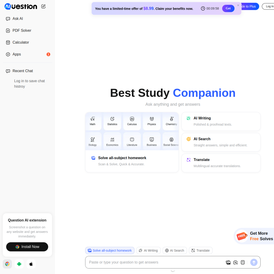 questionai.com homepage screenshot