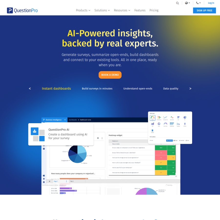 questionpro.com homepage screenshot