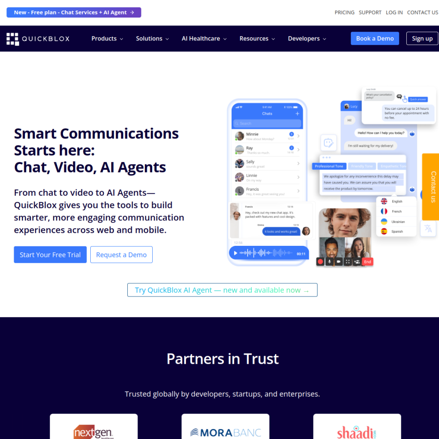 quickblox.com homepage screenshot