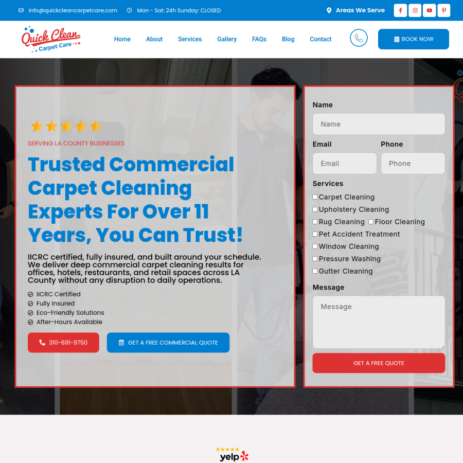 quickcleancarpetcare.com homepage screenshot