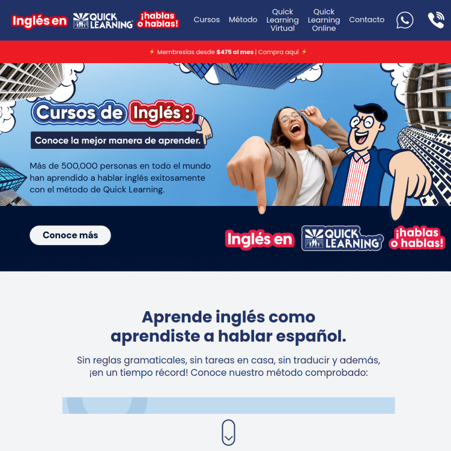 quicklearning.com homepage screenshot