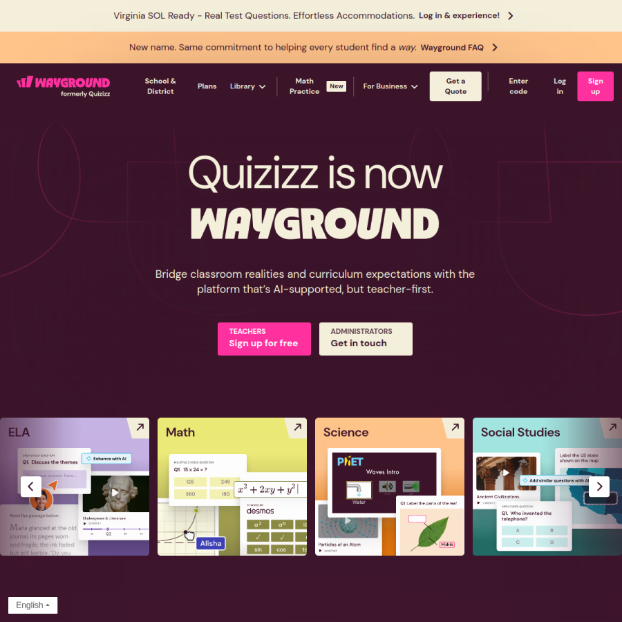 quizizz.com homepage screenshot