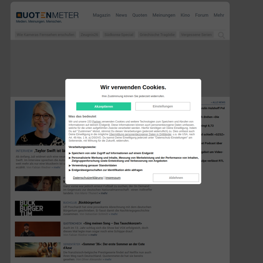 quotenmeter.de homepage screenshot