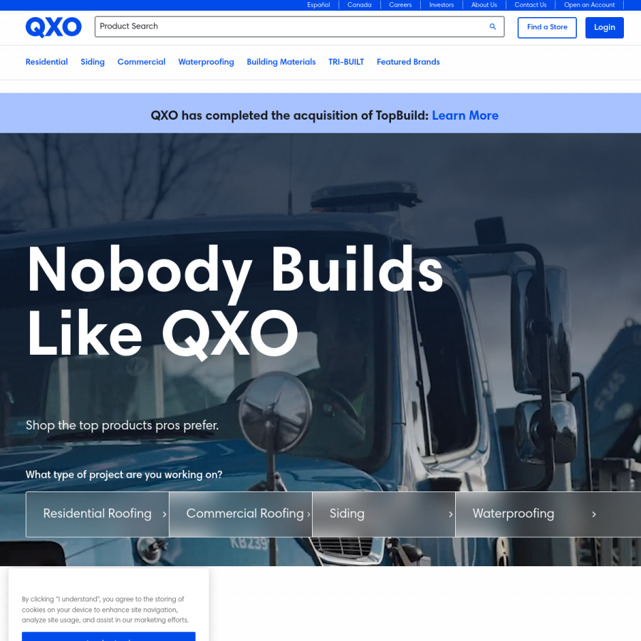 qxo.com homepage screenshot