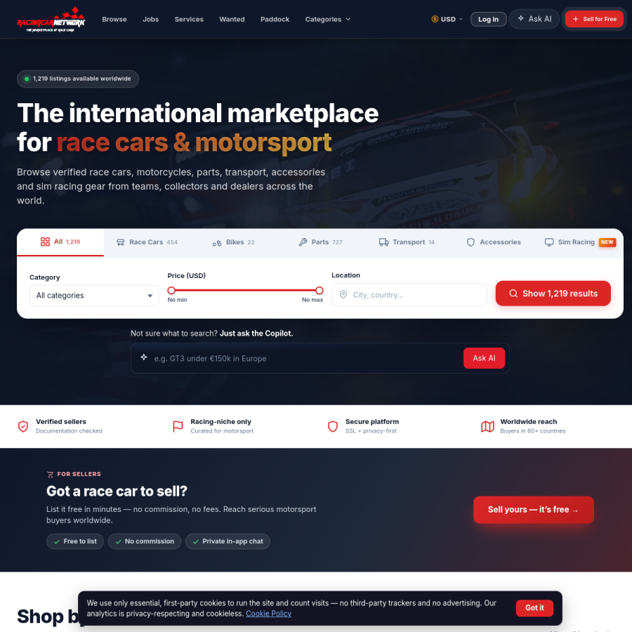 racingcarnetwork.com homepage screenshot