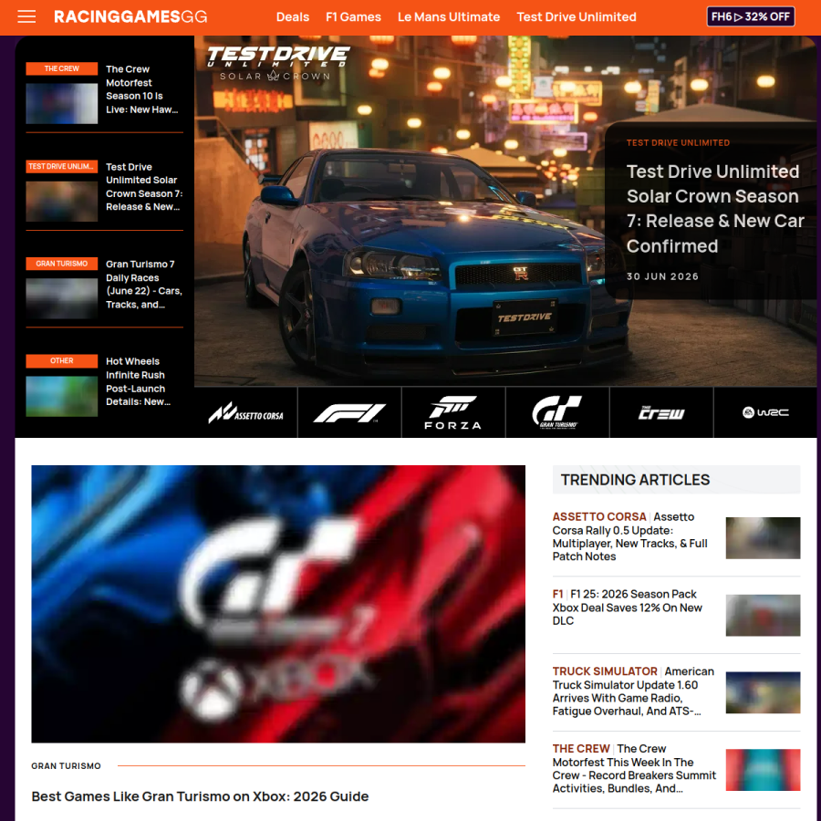 racinggames.gg homepage screenshot