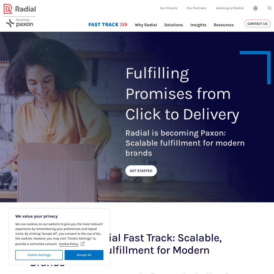 radial.com homepage screenshot