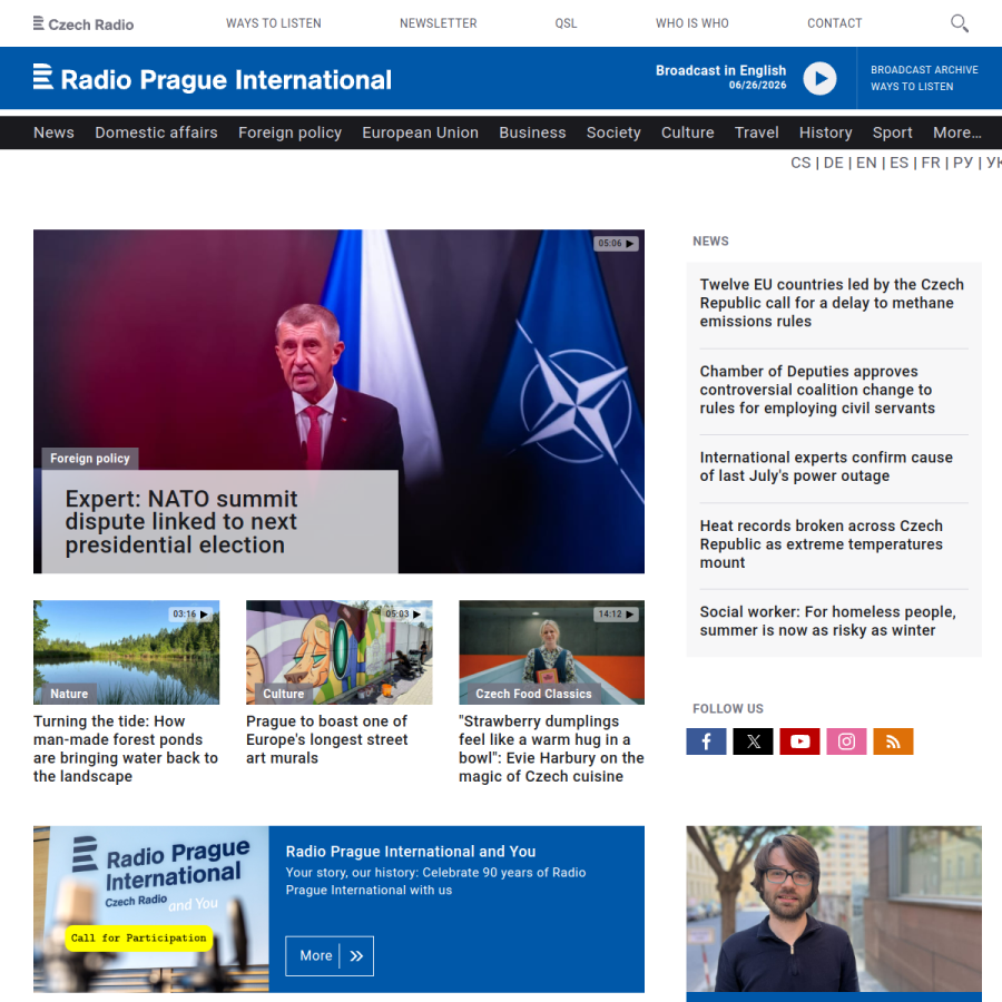 radio.cz homepage screenshot