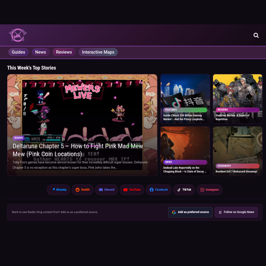 raiderking.com homepage screenshot