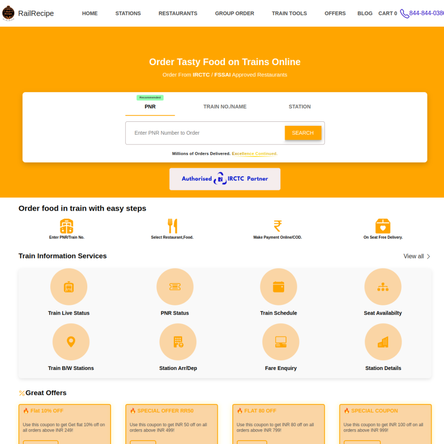 railrecipe.com homepage screenshot