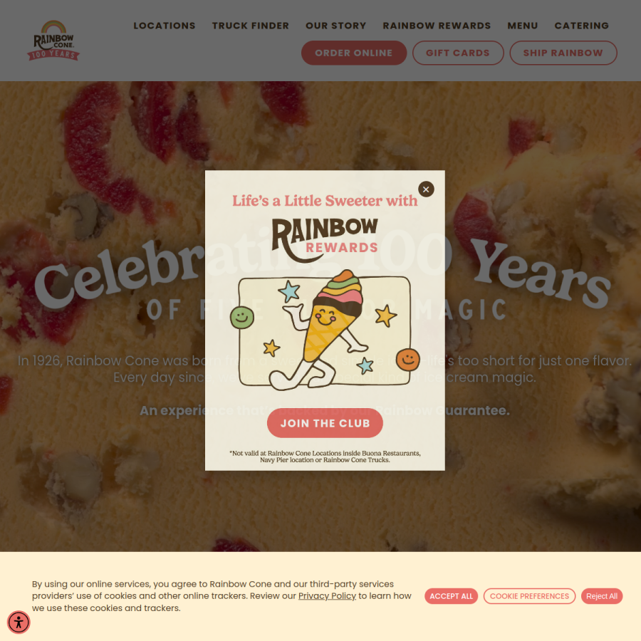 rainbowcone.com homepage screenshot