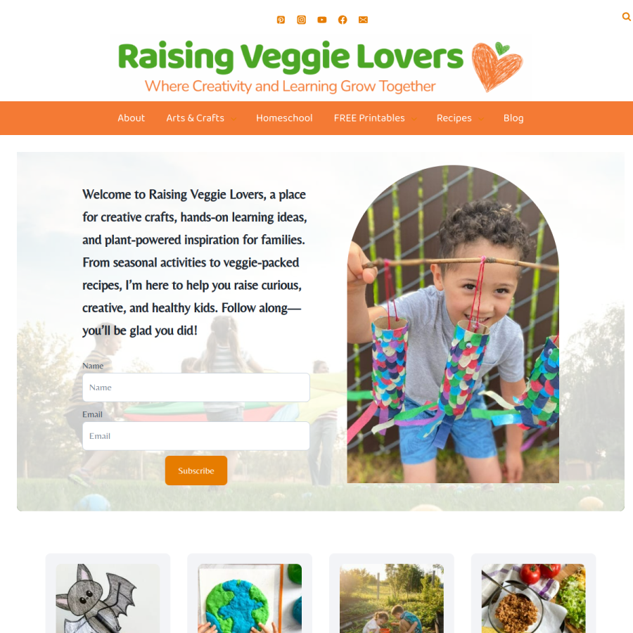 raisingveggielovers.com homepage screenshot