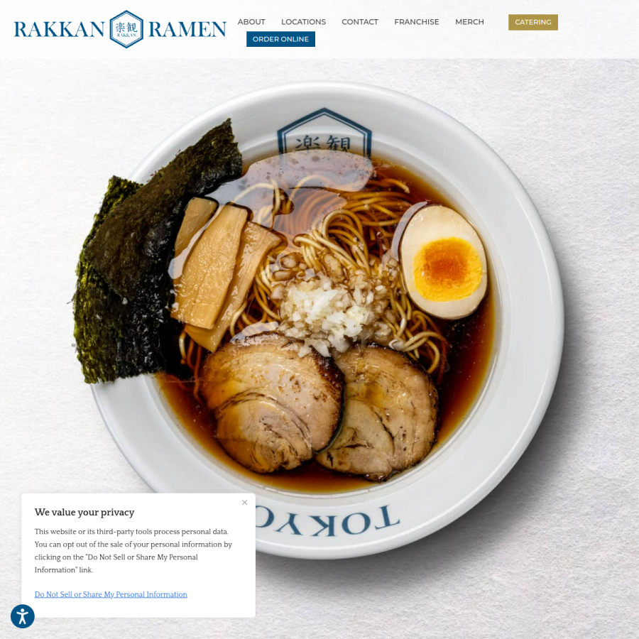 rakkanramen.com homepage screenshot