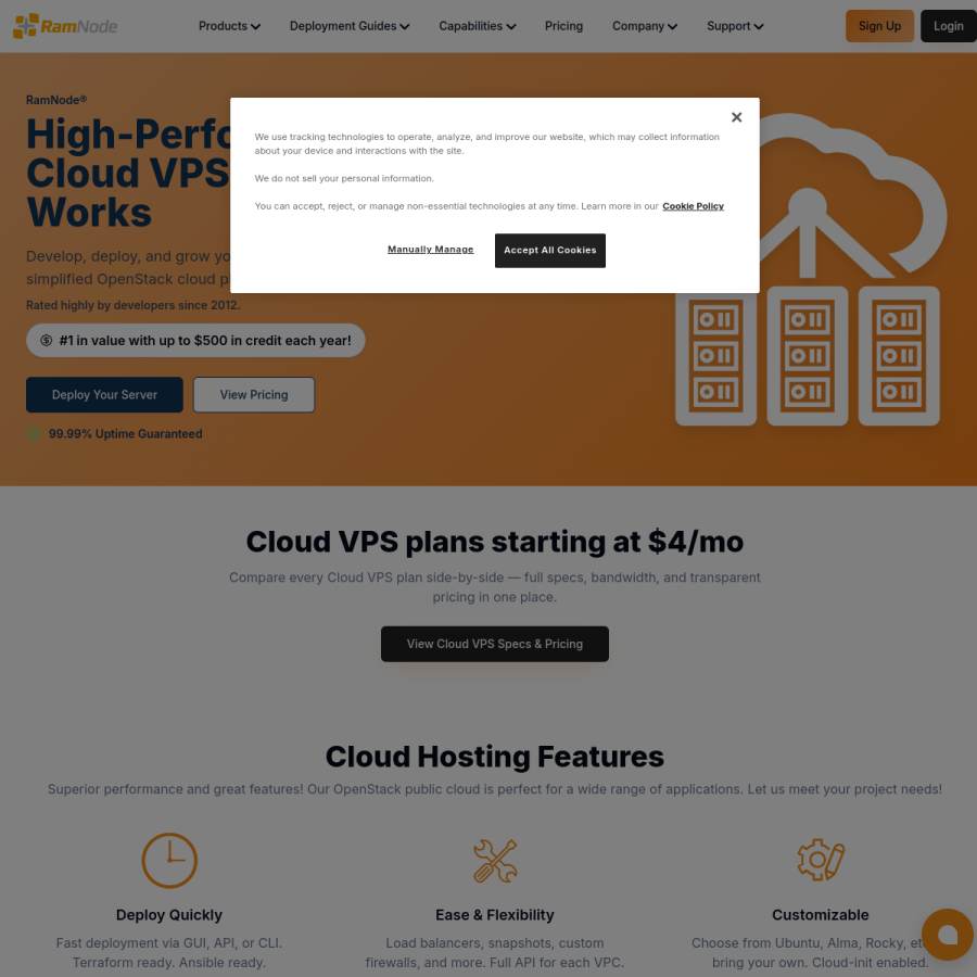 ramnode.com homepage screenshot